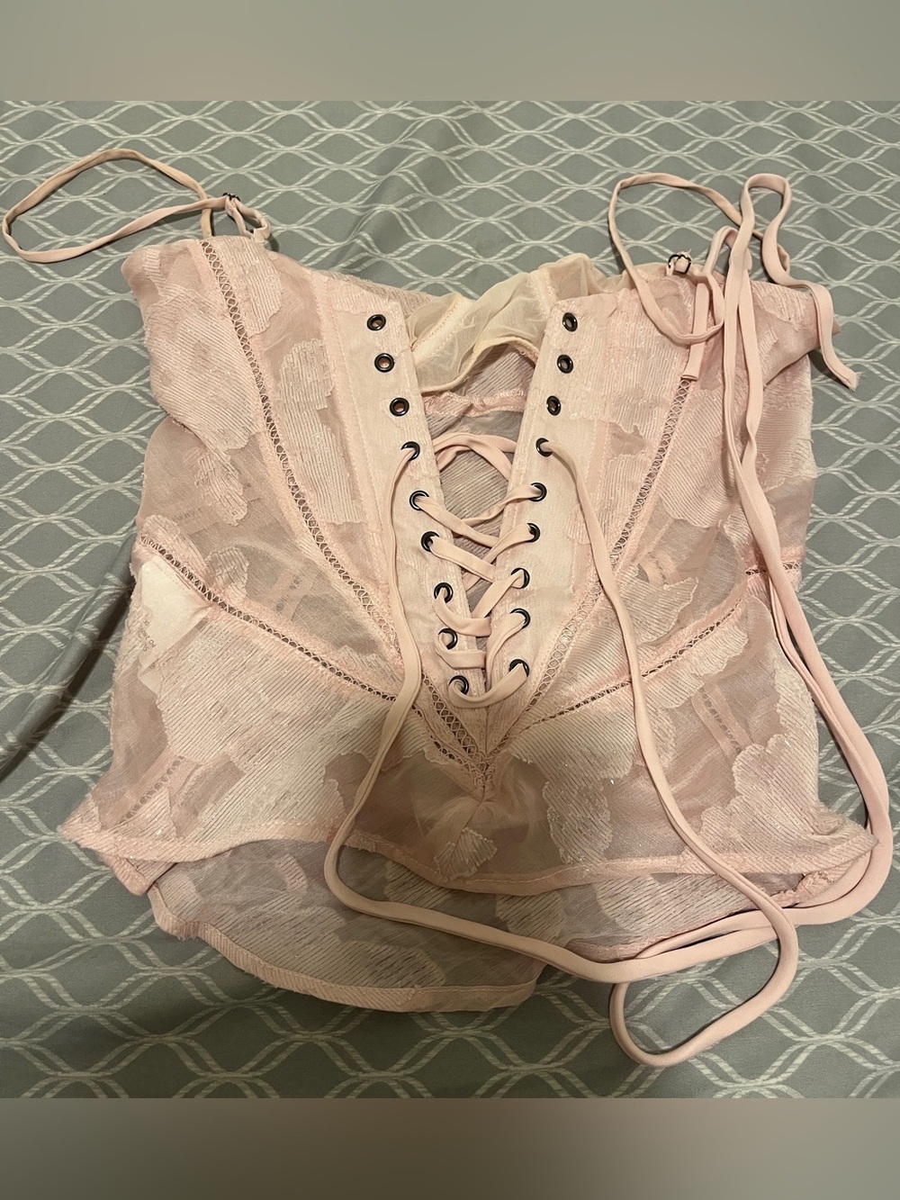 House of CB London Lisette Pink Floral Lace Corset Top - Picture 4 of 7